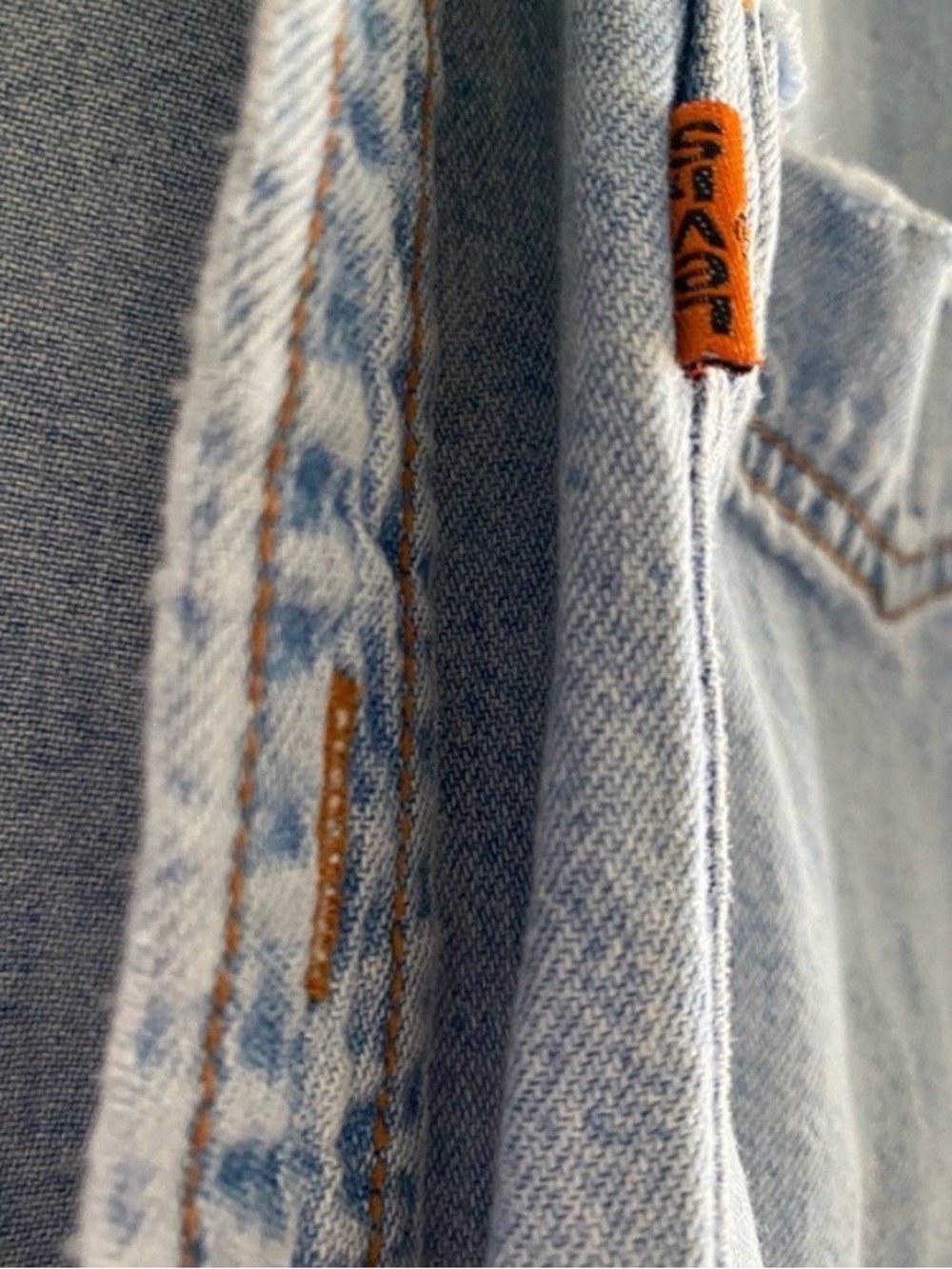LEVI’S VINTAGE 1990 orange tab button down denim shirt size XL - Picture 6 of 13